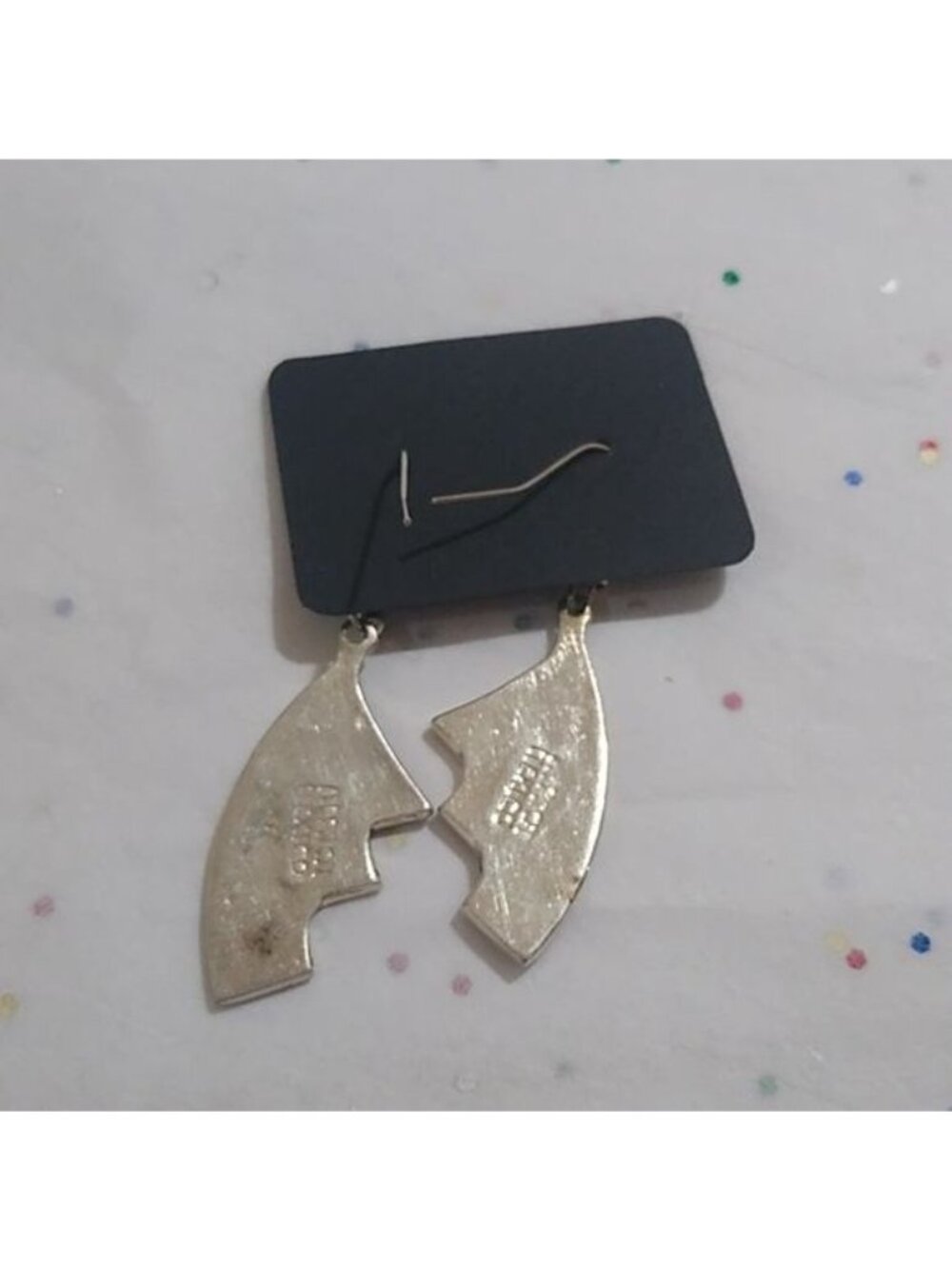 Alpaca Silver + Abalone Dangle Earrings, Mexico - Picture 3 of 5